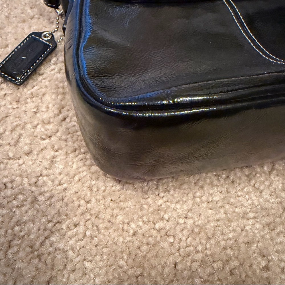 Coach Penny Turn Lock Black Patent Leather Mini Shoulder Bag - Picture 4 of 16